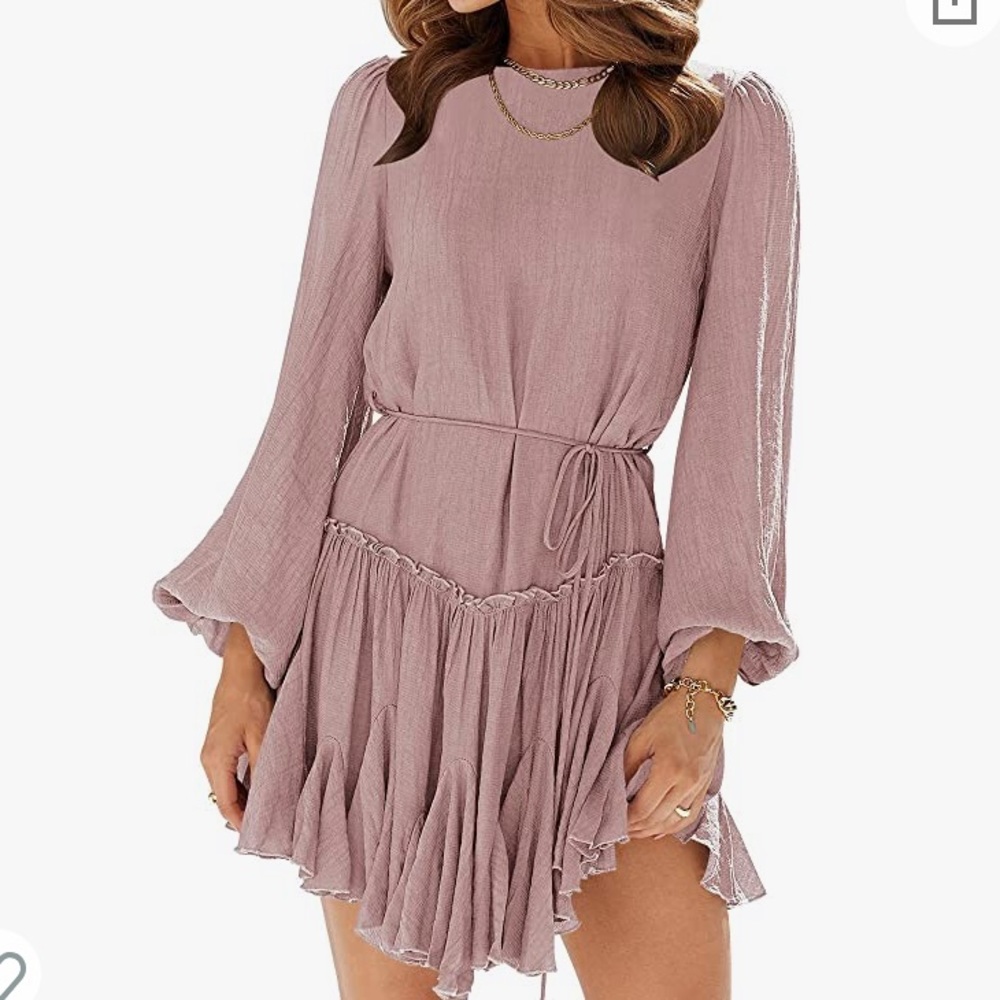 Blush pink ruffle dress